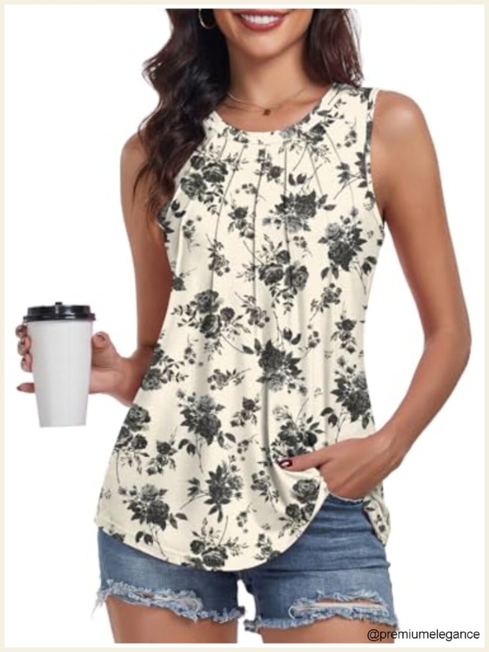 Women's Pleated Sleeveless Tank Top Loose Fit